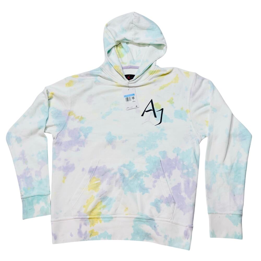 Nike Air Jordan DNA Tie Dye Pullover Hoodie Men Medium White Multicolor New